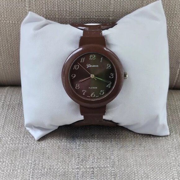 Geneva Women Wristwatch Brown Tone Metal Cuff Band Analog Watch - Picture 10 of 12